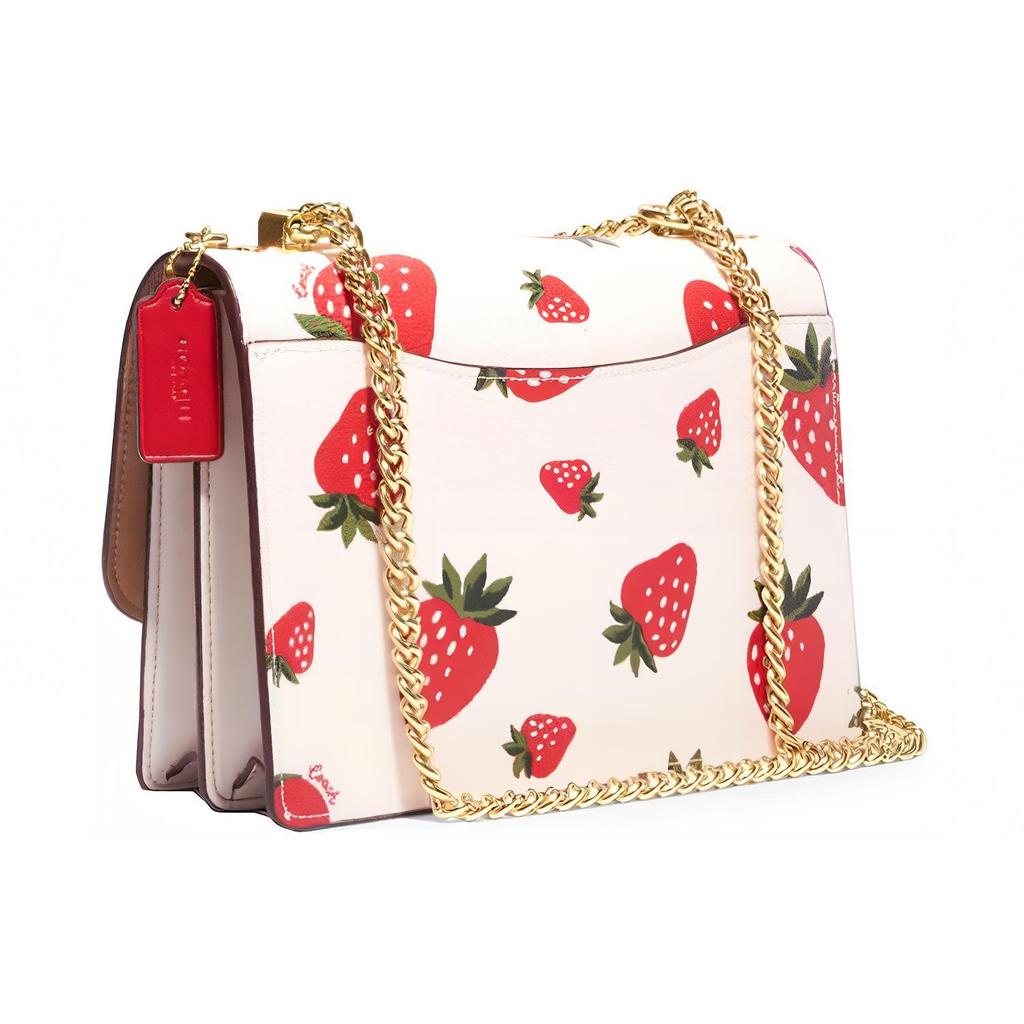 New COACH Klare Leather Trunk Bag Shoulder Bag Crossbody Bag Small Size Women's White & Red CH333-IMCAH