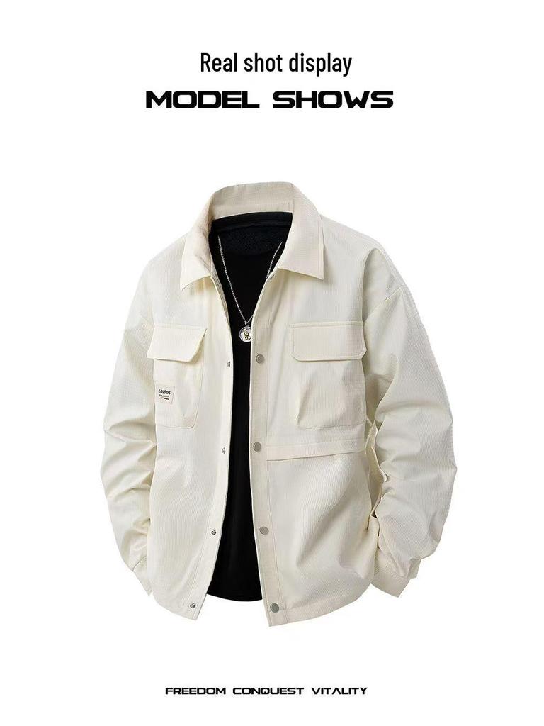 2025 Men's Versatile Casual Jacket Shirt - Trendy Lapel Workwear for Spring/Autumn