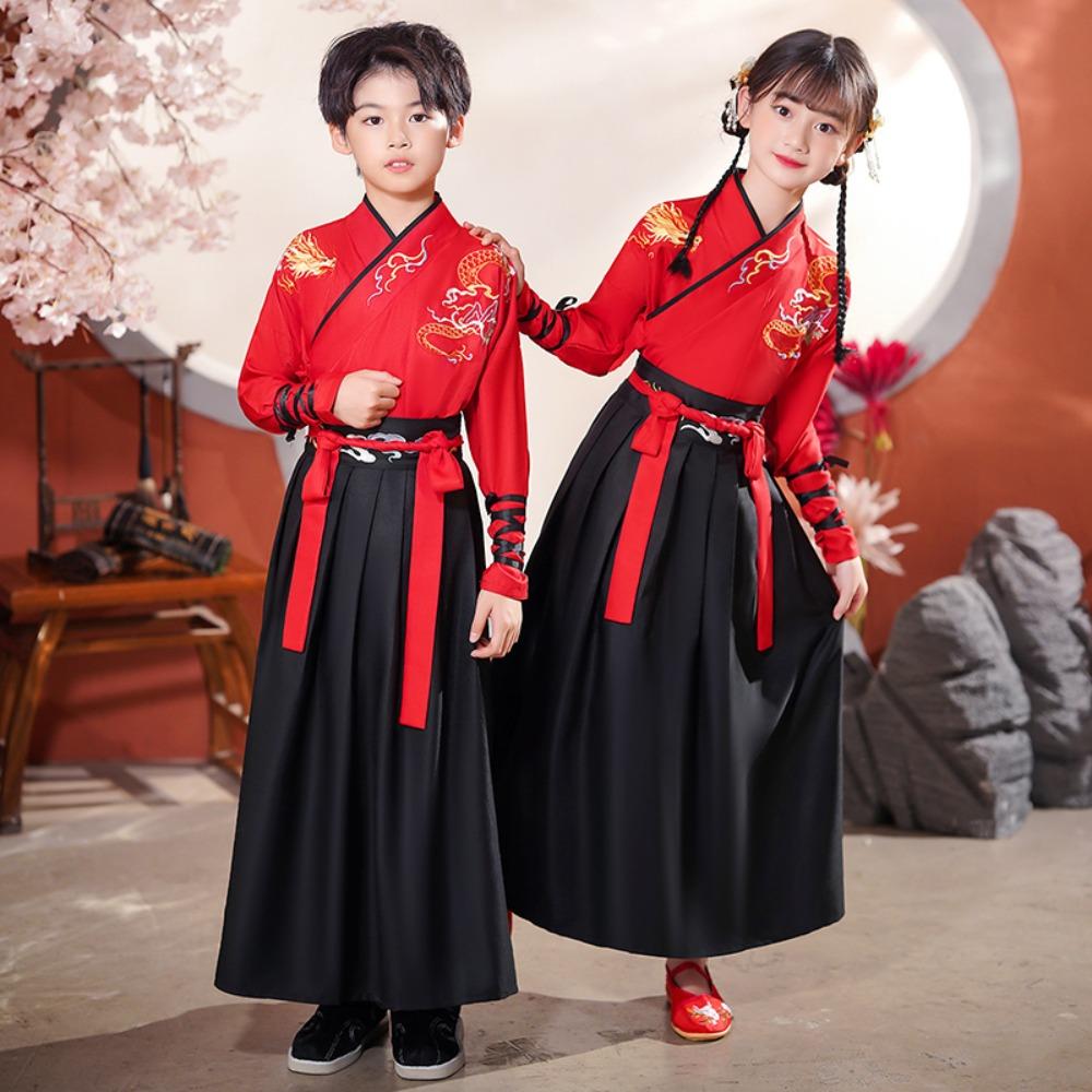 Dance Wear Cosplay Costumes Kung Fu Party Children's Clothing Ethnic Style Vintage Kids Clothes Girls Dress Boy Hanfu Stage