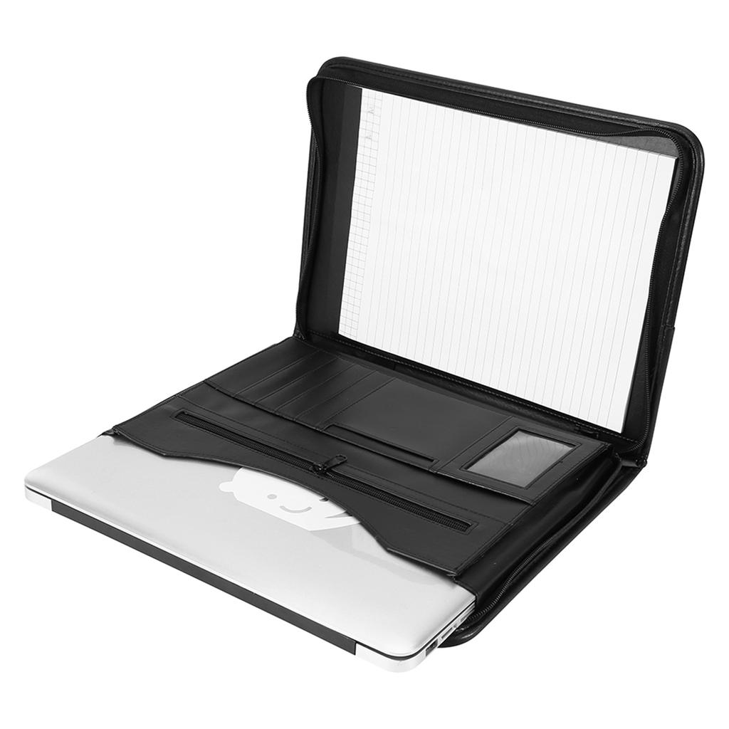 PU  Ed Manager Folder Premium PU Leather Business   Folder, Calculator Holder, Various Pockets for Cards and Documents,   Pad Included,
