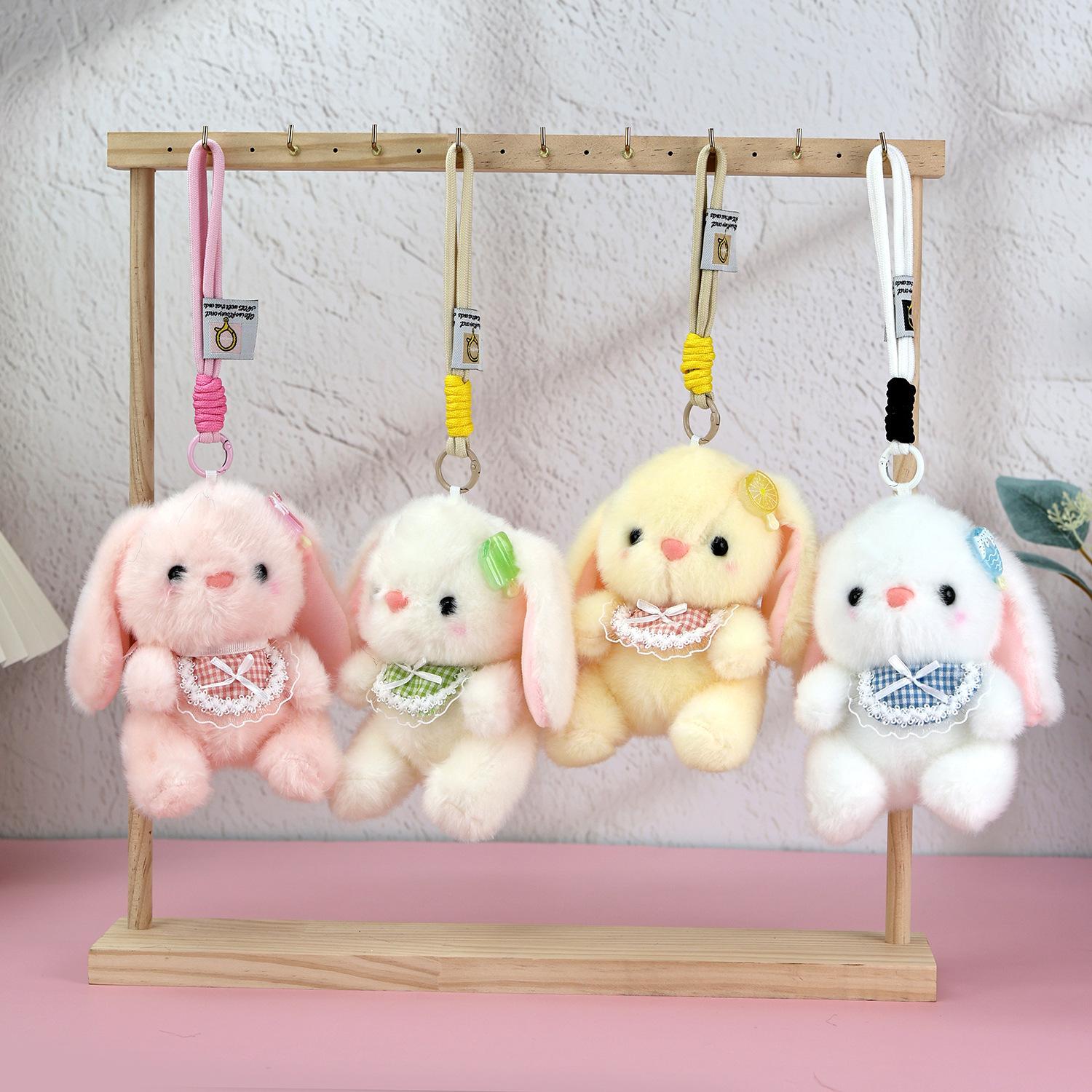 Cute Lolita Floppy Ears Rabbit Plush Keychain Doll Bag Pendant Claw Machine Toy Gift