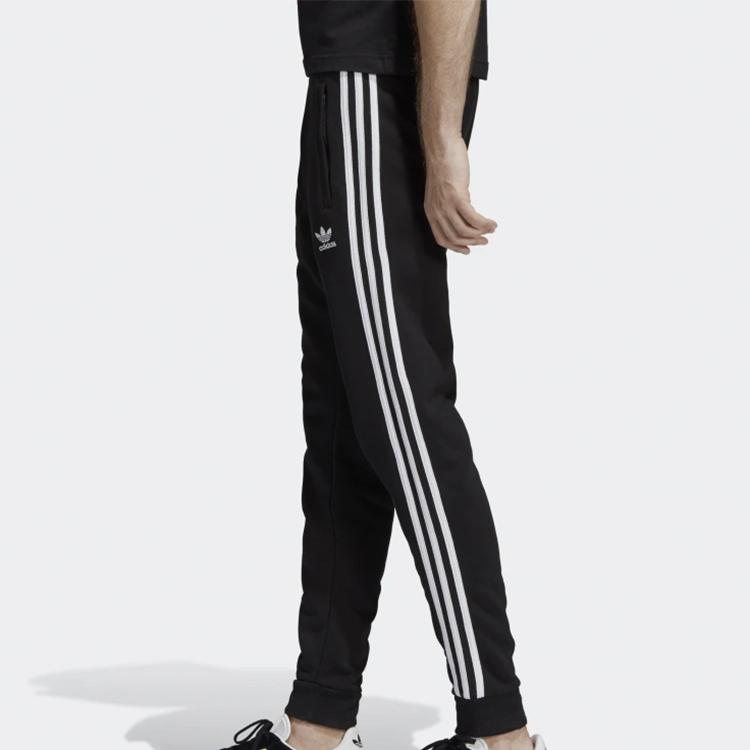 Adidas Originals Trefoil Three-Stripe Print Fleece Joggers Men Bottoms Black DV1549