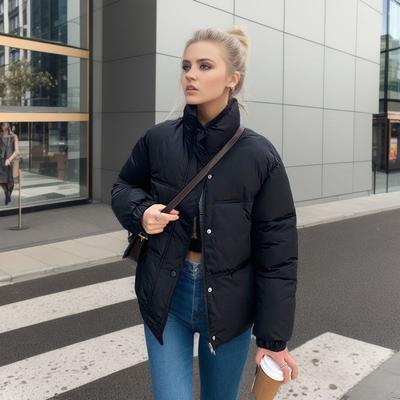 Dámská zimní bunda 2024 Zimní dámská se zvýšeným límcem Zateplená teplá bavlněná bunda Dámská jednobarevná ležérní parka Dámský kabát