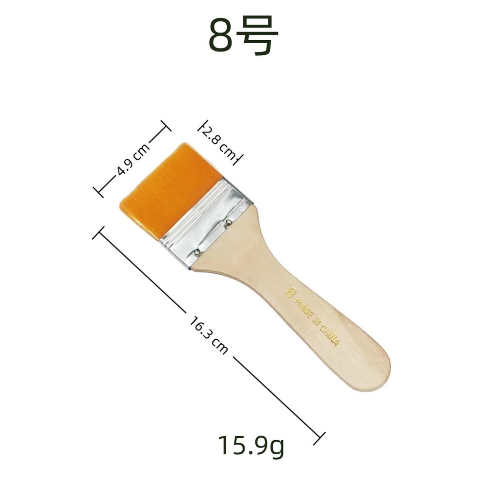 10 Pcs Yellow Nylon Flat Brush Oil Painting Nylon Brush Art Brush Wooden Oil Painting Brush Flat Brush