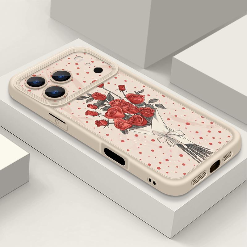 Soft TPU Phone Case For iPhone 17 Pro 15 16 Pro Max 14 13 Pro Max 16e 17e Shockproof Red Rose Candy Color Silicone Back Cover
