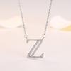 Personalized Initial Pendant Necklace Copper Plated White Gold Letter Charm Women Fashion OL Style