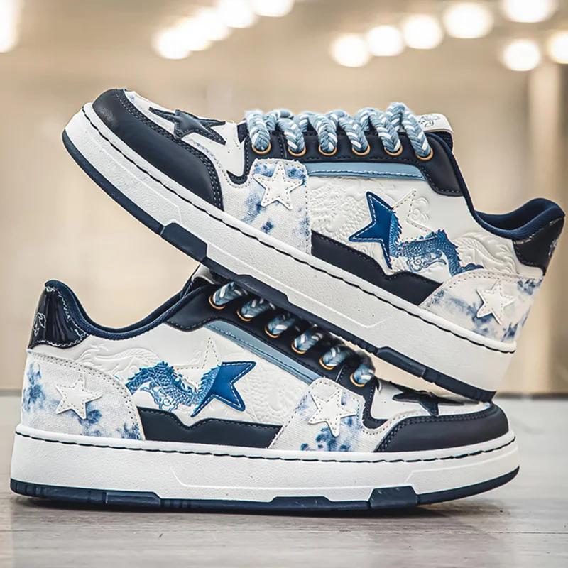 Men's Flat Shoes Autumn Unisex Hot Selling Fashion Board Shoes Leather Surface Casual Breathable Outdoor Walking Shoes for Men