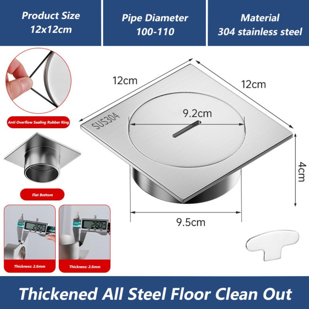 With Cleaning Port Shower Floor Drain 304 Stainless Steel Drainage Port  Bathroom