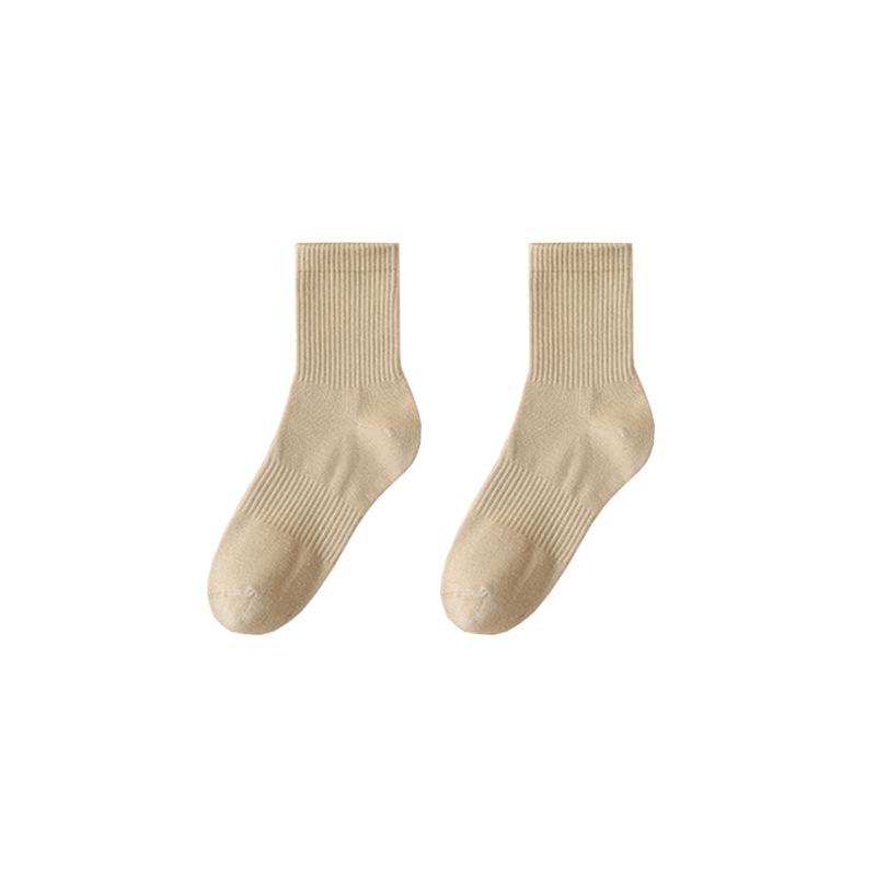 Men's Solid Color Cotton Over-the-Knee Socks, Medium Thickness, Long and Versatile for Spring/Summer.