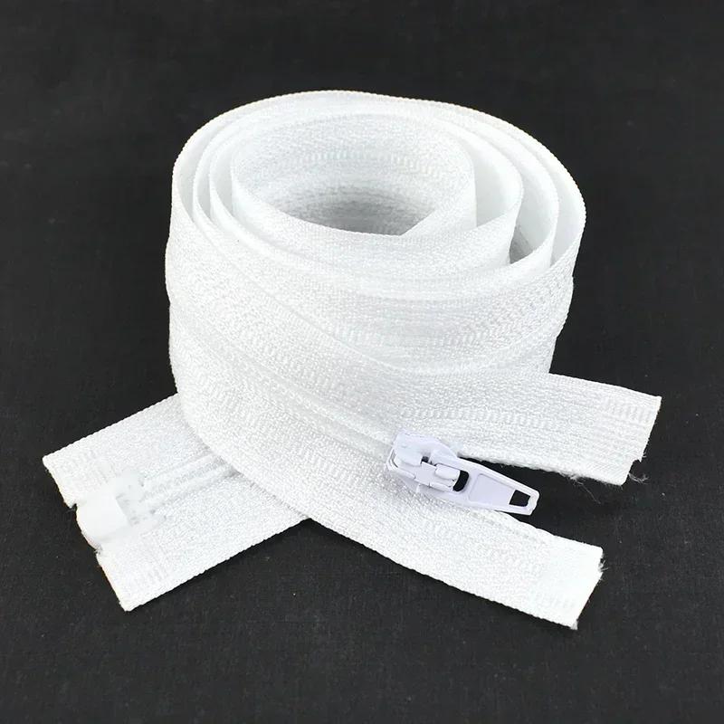 Meetee 5/10 Pezzi 40-300cm N°3 Cerniera in Nylon Nero Bianco Cerniere Aperte Giacca Piumino Cappotto Scarpe Cerniere con Blocco Automatico Accessorio Cucito Fai da Te
