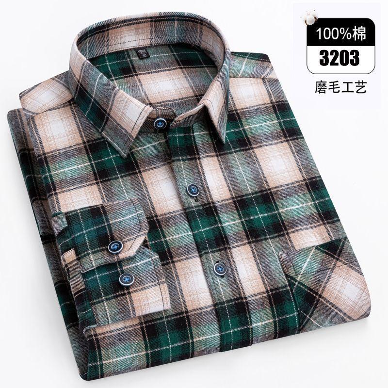 11XL / 160KG Flannel Shirts Men Large Size Plaid Long Sleeve 100% Cotton Checked Elegant Shirts Man Casual Clothes Plus Oversize