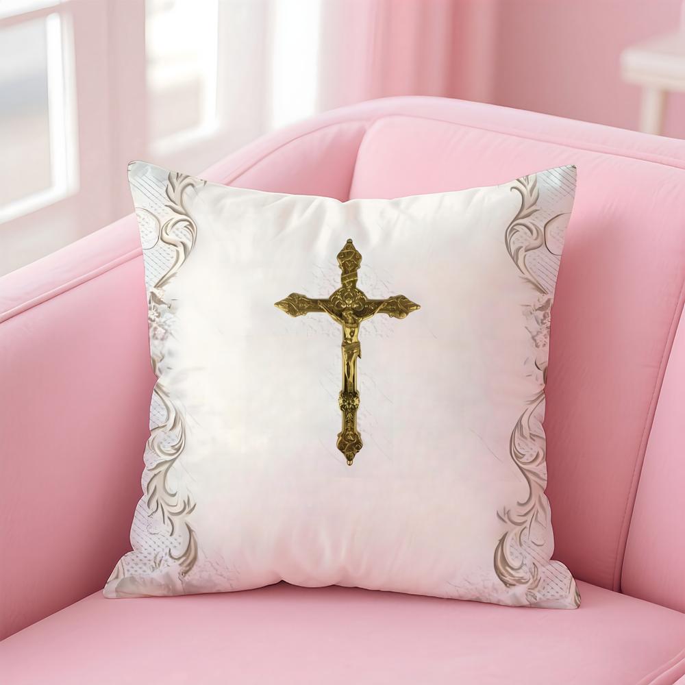 Sacred and Holy GGOD CCrucifix Cushion Cover Pillow Case Soft Skin Friendly Fabric Concealed Zipper