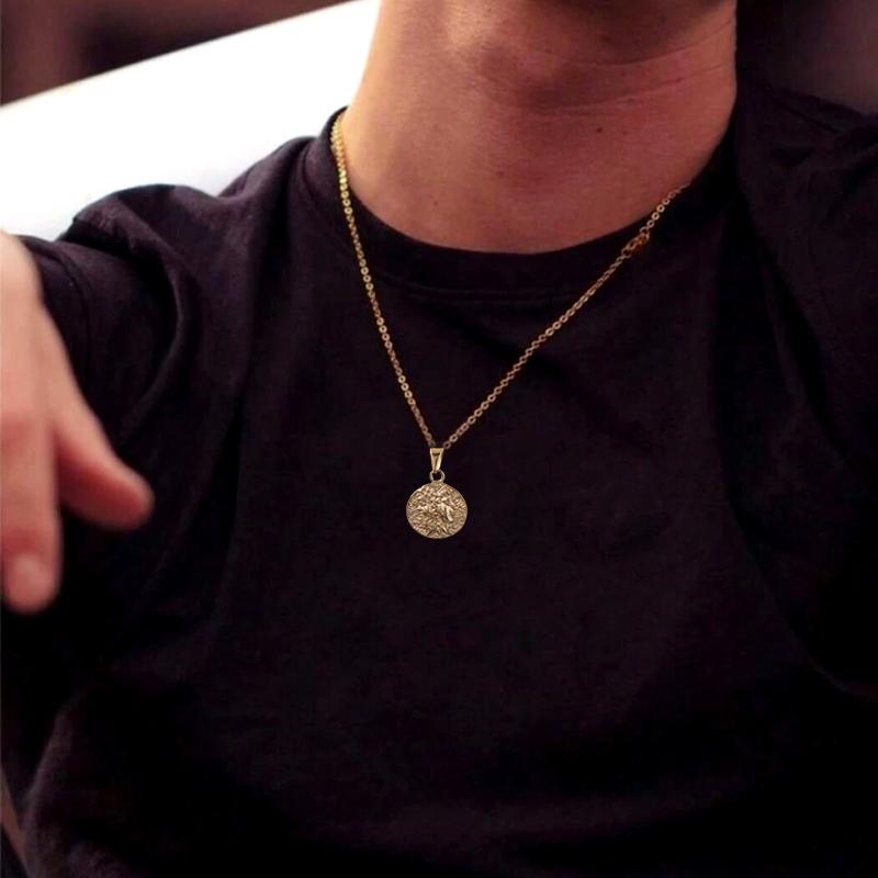 Face Off Pendant Necklace With 18k Gold Plated Handcrafted Zeus Herra Janiform Head Greek Mythology Coin Necklace Jewelry Gift