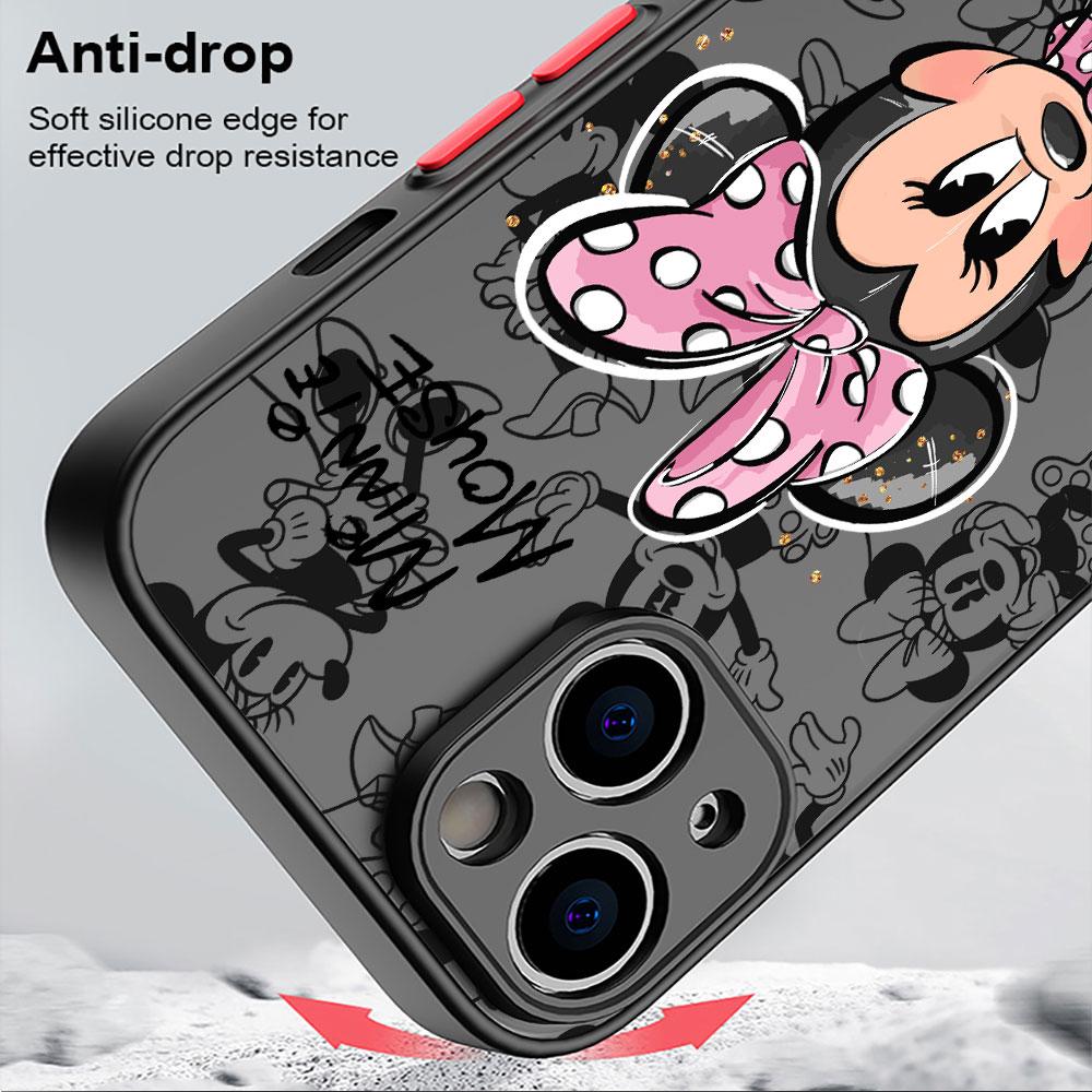Mickey Minnie Maus Handyhülle für Apple iPhone 15 16 Pro XS Max 13 14 Plus XR SE 7 8 12 11 Pro plus Matt