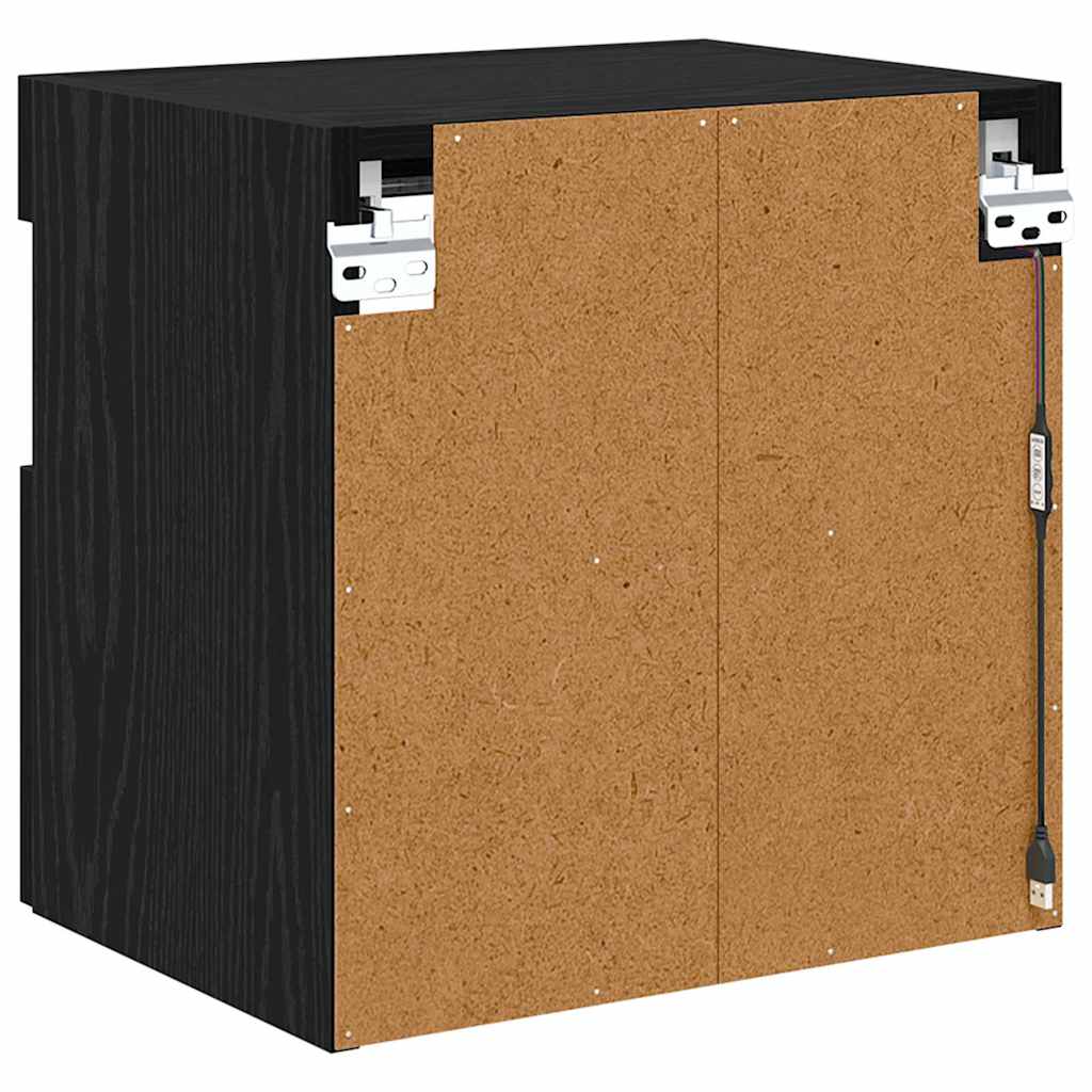 TV Wall Cabinet with LED Black Oak Effect 40 X 30 X 40 Cm