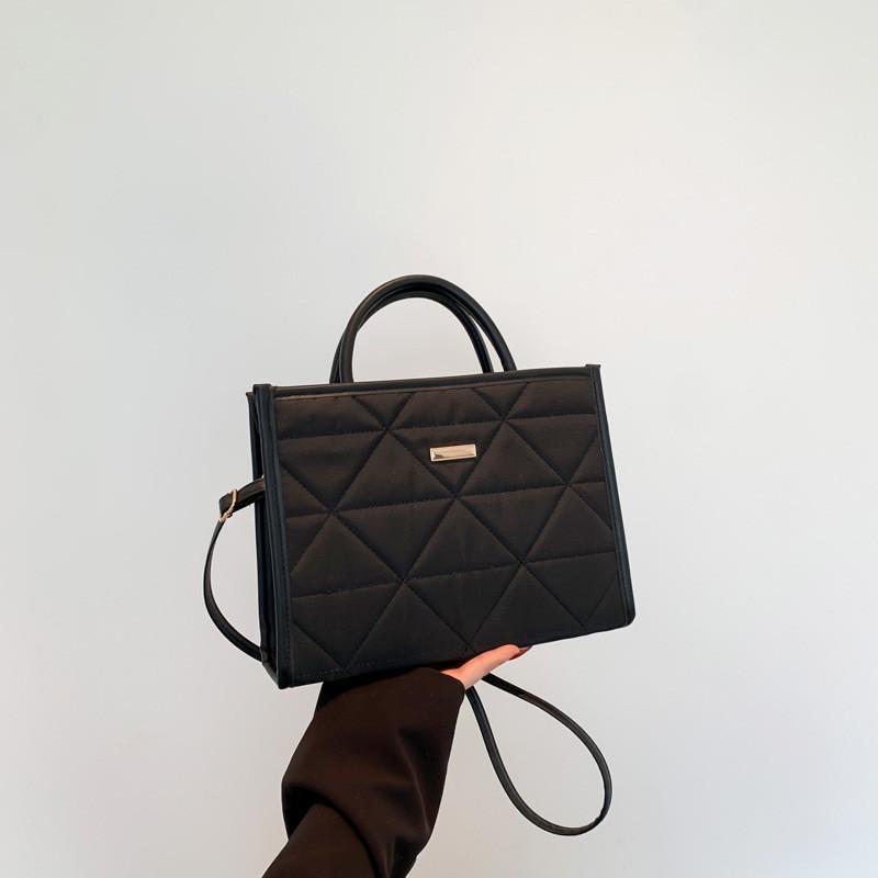 2024 Spring Summer New Single Shoulder Handbag Street Fashion Trendy Pu Tote Bag чёрный