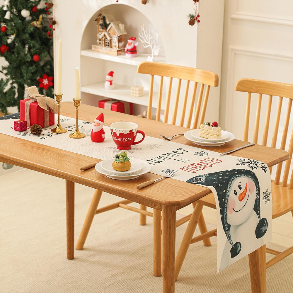 

Newest 1pc Festive Christmas Table Runner-Santa Claus Rectangular Holiday Table Decor Ornament Navidad Natal New Year Gift 2025 33x180CM