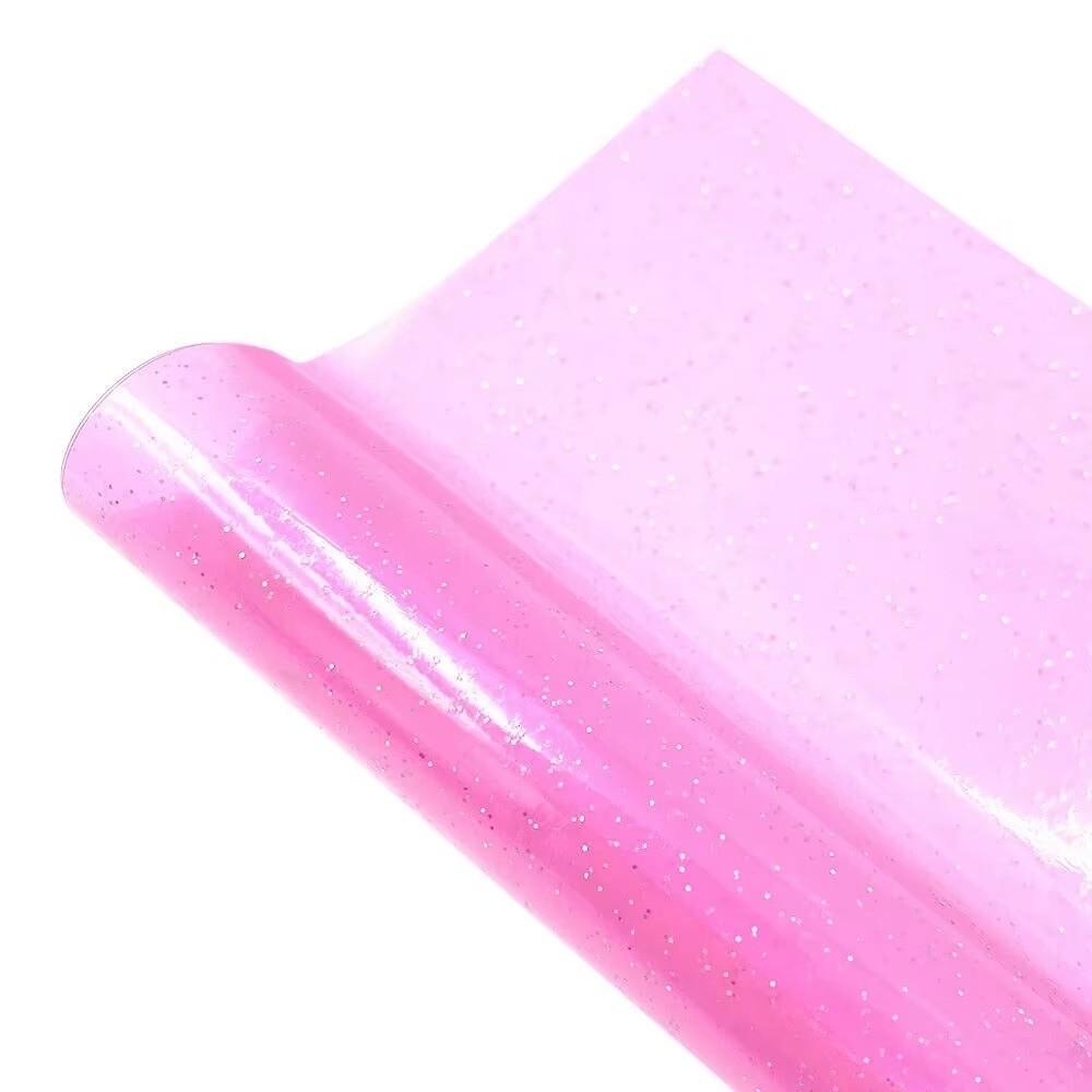 Flexible Transparent Vinyl Fabric Glitter Faux Synthetic Leather  Phone Covers