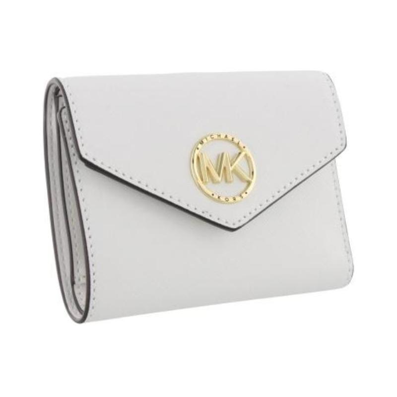 Michael Kors Brand Logo Snap Closure Leather Wallet Women's Optical White