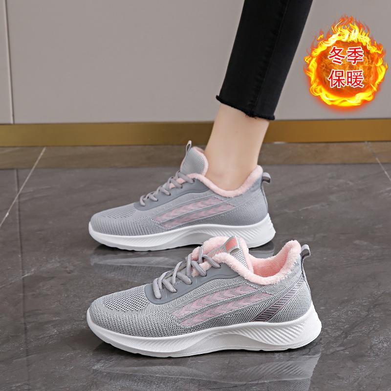 Fleece sneakers winter new lightweight soft-soled cotton shoes that are not tired