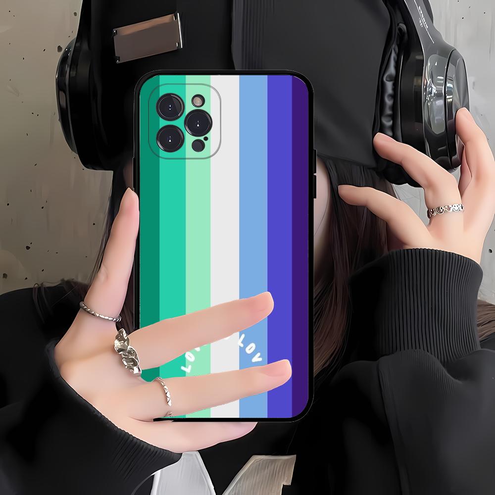 Colorful Rainbow Stripe Phone Case Silicone Soft for iphone 16 15 14 13 12 11 Pro Mini XS MAX Plus X Cover