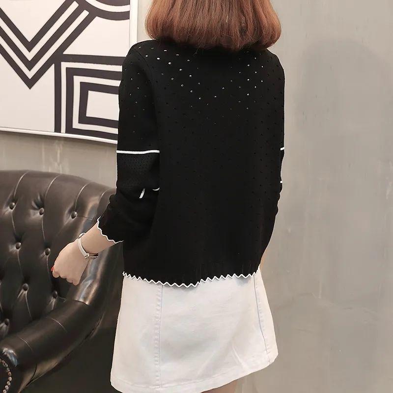 New Spring and Autumn Small Fresh Fashion Hollow Out Korean Version Loose Casual Simple Oversize Knitted Cardigan Coat