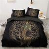3D Black Bedding Set Pillowcase King Queen Full Single 200x200 Bed Linen Gold Design 3D Printed Duvet Cover Set for Teens Women