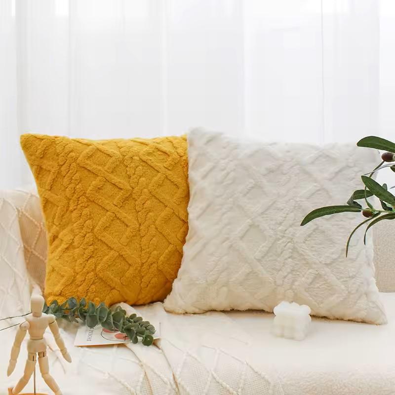 1pc Twist KnittingPlush Pillow Case Vintage Knitted Cushion Cover Simple Cushion Plush Pillowcase Headboard Back