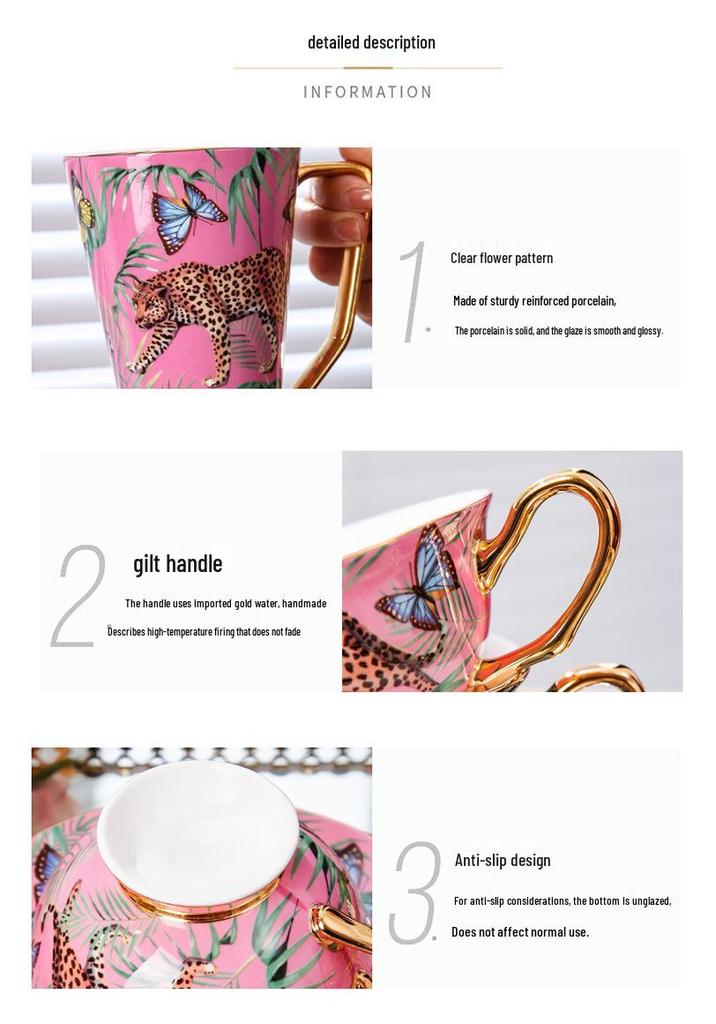 Jungle Cheetah Luxury European Bone China Mug Set - Large Capacity, Exquisite Design