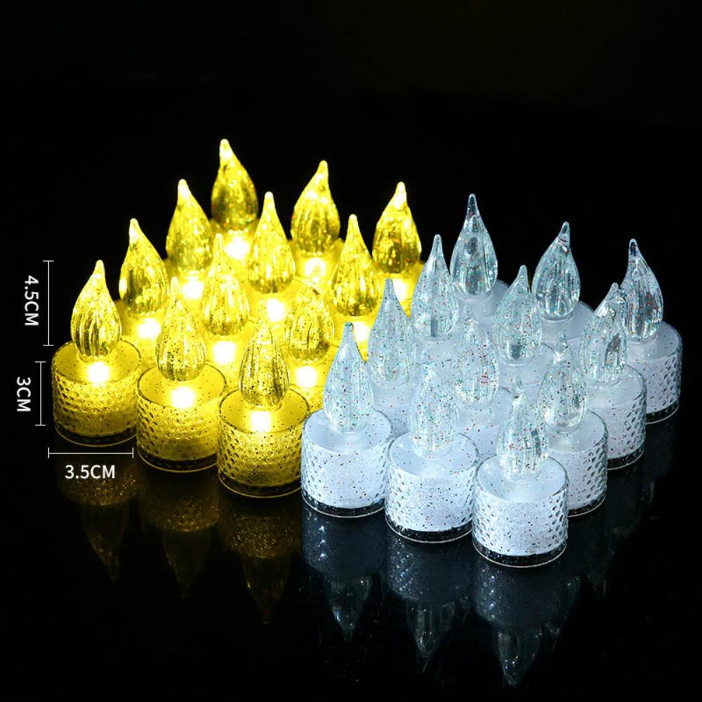 24Pcs Romantic with Battery Candles Light LED Acrylic Electronic Candle Flameless Candle Lamp Home