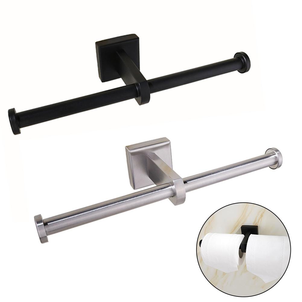 Paper Holder Toilet Roll Holder 304 Stainless Steel Black/silver Creative Dual-purpose Paper Rack Toilet Paper Holder