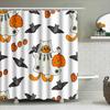 Whimsical Halloween Shower Curtain SetCats Pumpkins Decor White Fabric Waterproof Bath Liner for Kids Room Home Decoration (Whit
