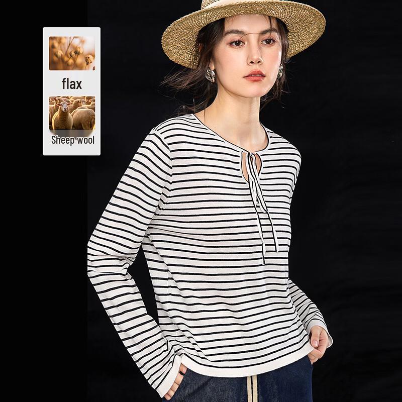 Women s Linen Wool Blend V-Neck Knit Top L