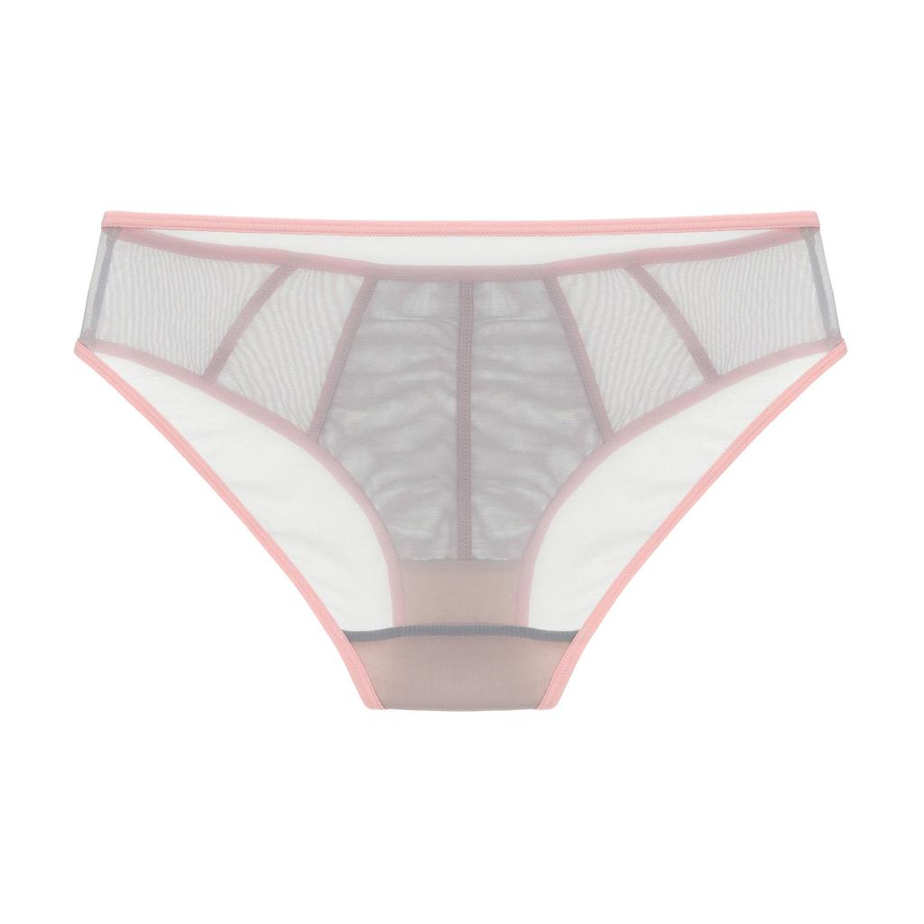 French Color Block Low-Waist Mesh Hip-Hugging Briefs for Women