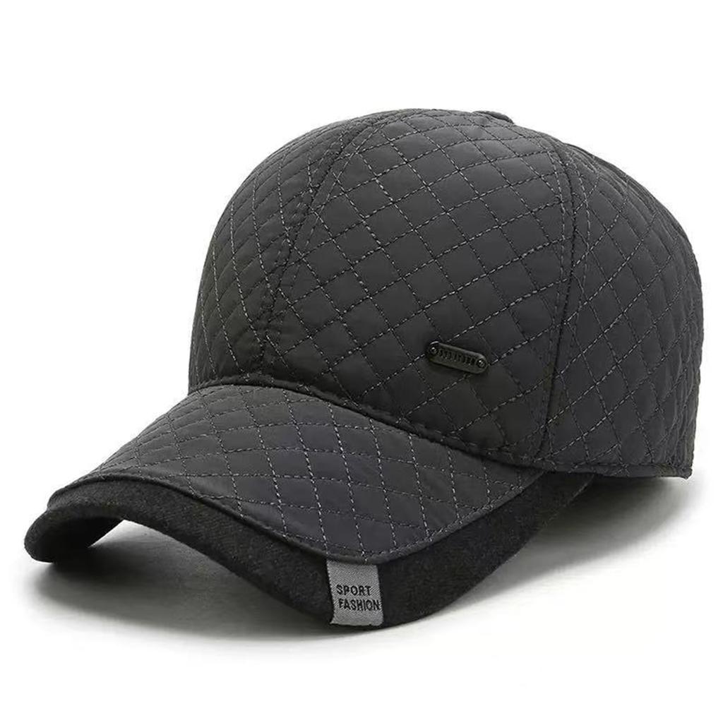 Fashion Diamond Grid Ear Protection Baseball Cap Winter Middle-aged and Elderly Warm Hat Leisure Travel Outdoor Hats Golf Caps