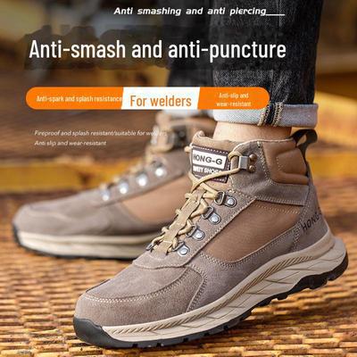 Herren Herbst Stahlkappe Arbeitsschuhe: Anti-Smash, Anti-Puncture, Gummi-Außensohle, Abriebfest, Bequem, Atmungsaktiv.