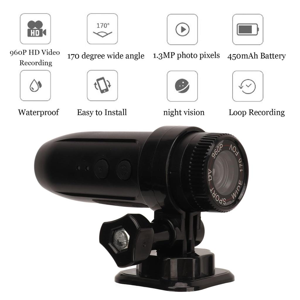 Dash Cam 170 Degree Wide Angle Lens Bicycle Bike Helmet Camera Sports DV Camera Handle Helmet Mounted