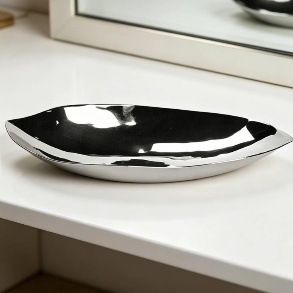 Leaf-Shaped Tray Decorative Aluminum Lustrous Metal Leaf Platter