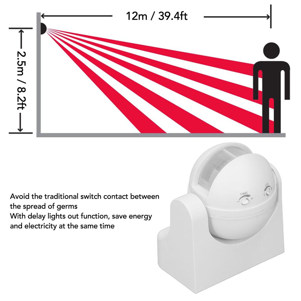 Motion Sensor Detector Waterproof NaIntelligent Radiationless ABS Housing Infrared PIR Motion Sensor AC110240V