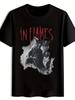 T-shirt Noir avec Impression Graphique "In Flames" - Design Rock Band Rebelle