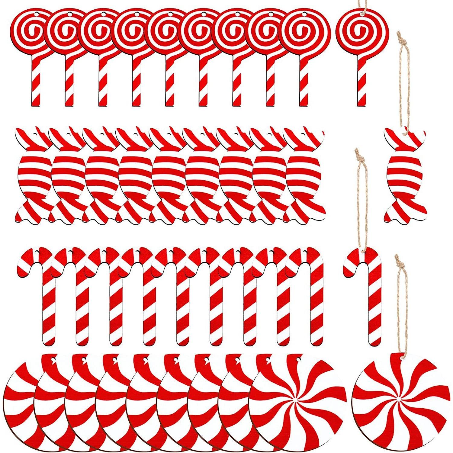 

Рождественская конфетная подвеска, много видов, деревянный леденец, подвесное украшение для рождественского декора, детские новогодние подарки, упаковочный материал 36pcs красный