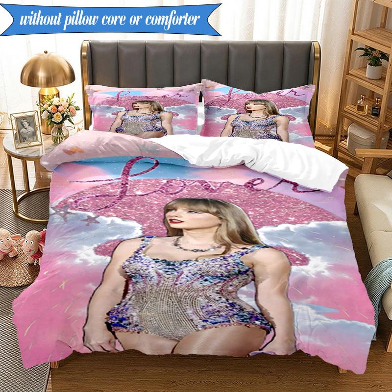 3-teiliges Taylor Music Lover Artwork Bettwäsche-Set, inklusive 1 Bettbezug und 2 Kissenbezügen. Perfekt für Schlafzimmer, Wohnheim, Weihnachtsgeschenk für Fans