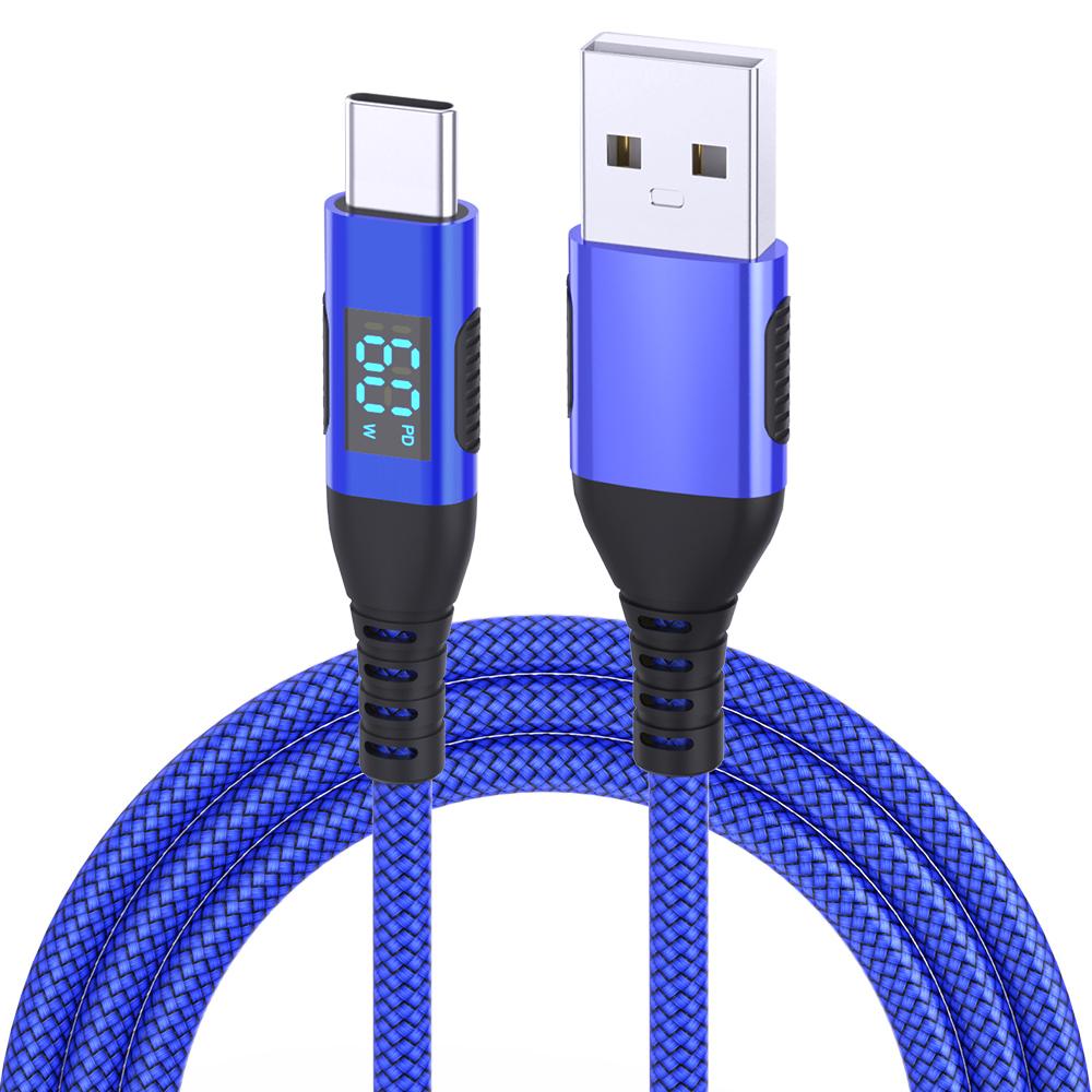 

Кабель USB A - USB C 60 Вт для быстрой зарядки, нейлоновый плетеный кабель Type C - USB, зарядное устройство, подходит для iPhone 15 15 Plus 15 3m