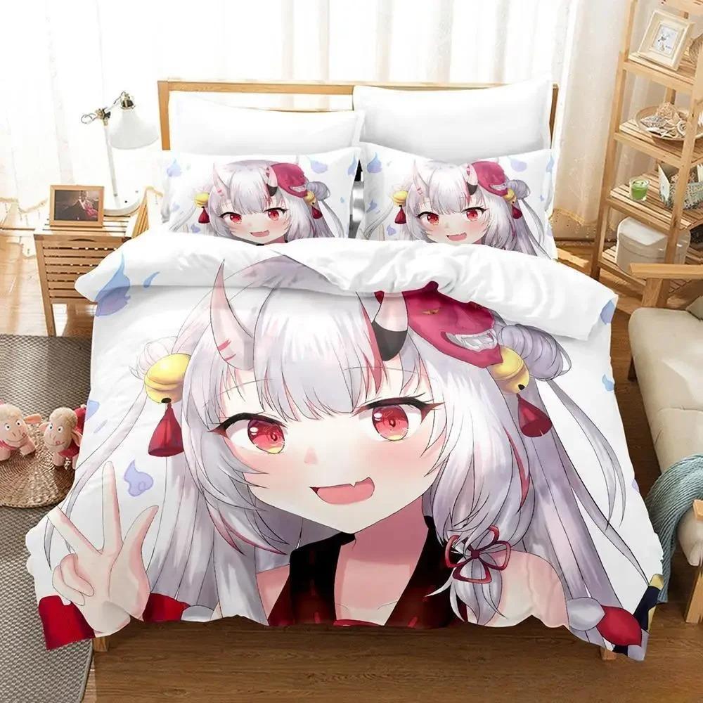 Kawaii Nakiri Ayame Bedding Set Single Twin Full Queen King Size Bed Set Adult Kid Bedroom Duvet cover Sets 3D Print Anime Bed
