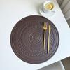 Imitation Leather Placemat Bohemian Style Embossed Table Mat, Round Pvc Edge Pressing Creative Waterproof Oil Western Food Thermal Insulation Mat