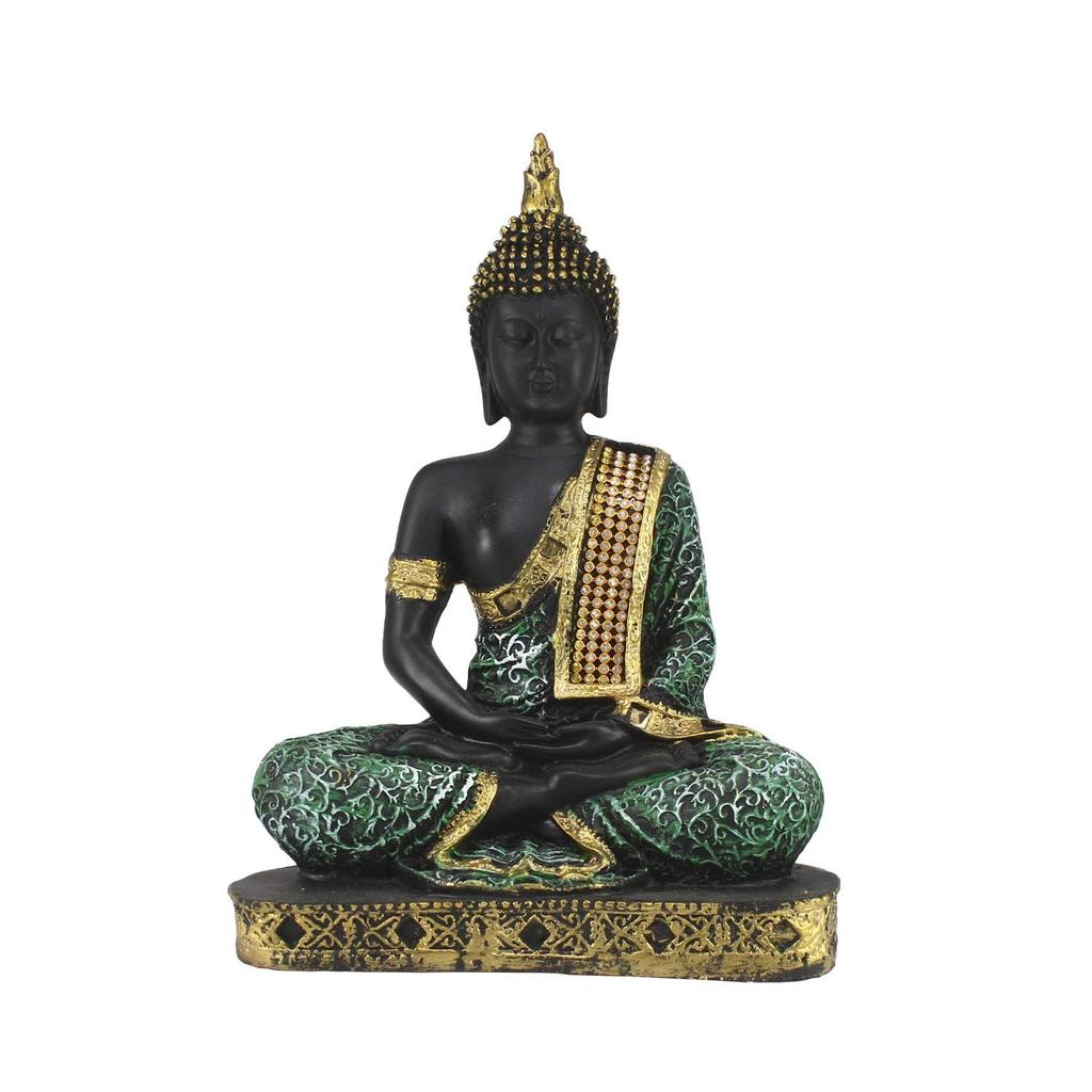 Statua di Buddha (6 cm x 15 cm x 24 cm, Verde)