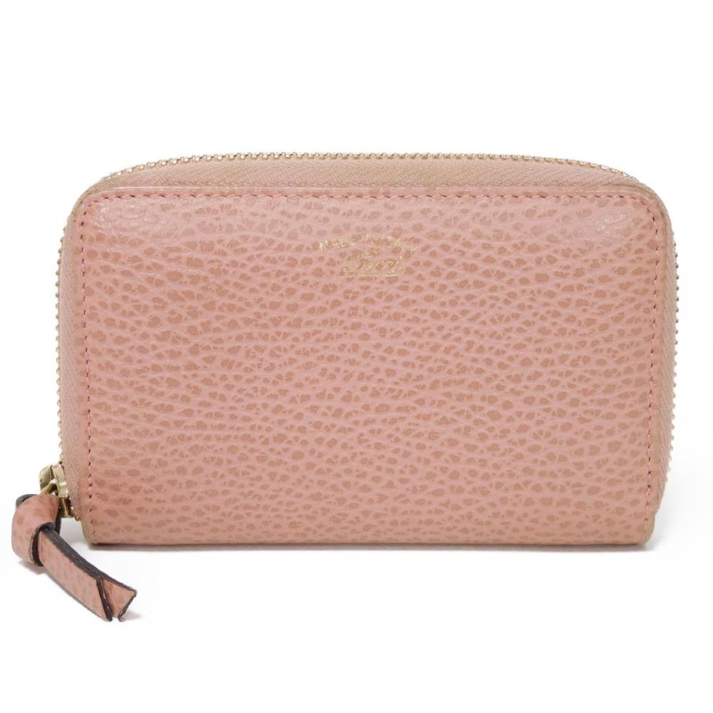 

Б/у 9539 Компактный кошелек на молнии 368877 7943 Телячья кожа с фольгированным логотипом, написанным курсивом, Визитница, Розовый свинг, Женский от