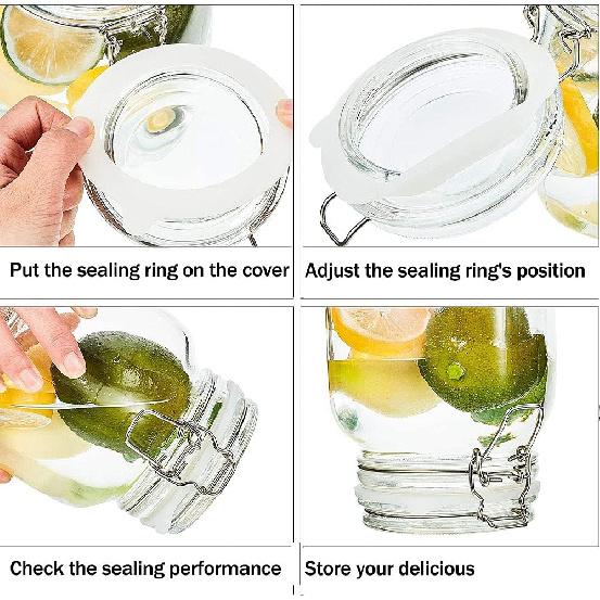 5pcs Silicone Jar Gasket Replacement Rings Airtight Rubber Seals for Glass Clip Top Canning Jars Storage Containers Leakproof1