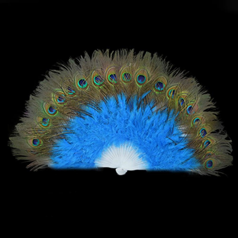 65cm Großer Pfauenfedernfächer 28 Speichen Square Dance Performance Fächer Hochzeitsfeier Dekoration