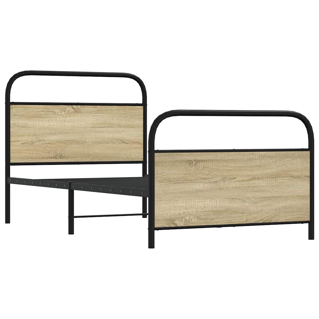 Bed Frame without Mattress 100 x 190 cm Sonoma Oak Wood Based Material